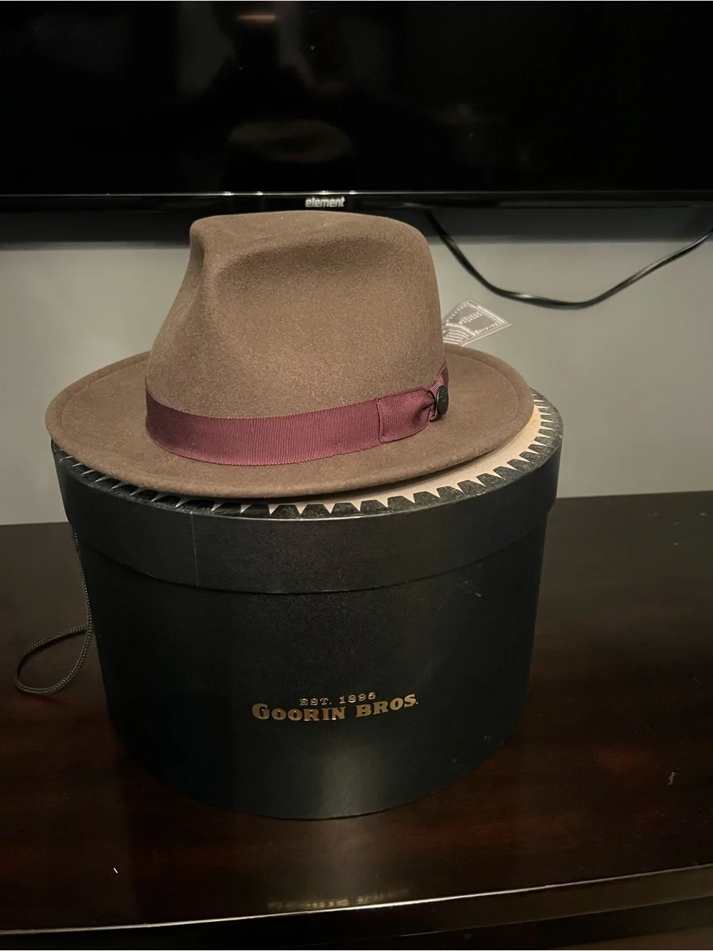 Goorin Bros Brown Wool Fedora with Burgundy Label